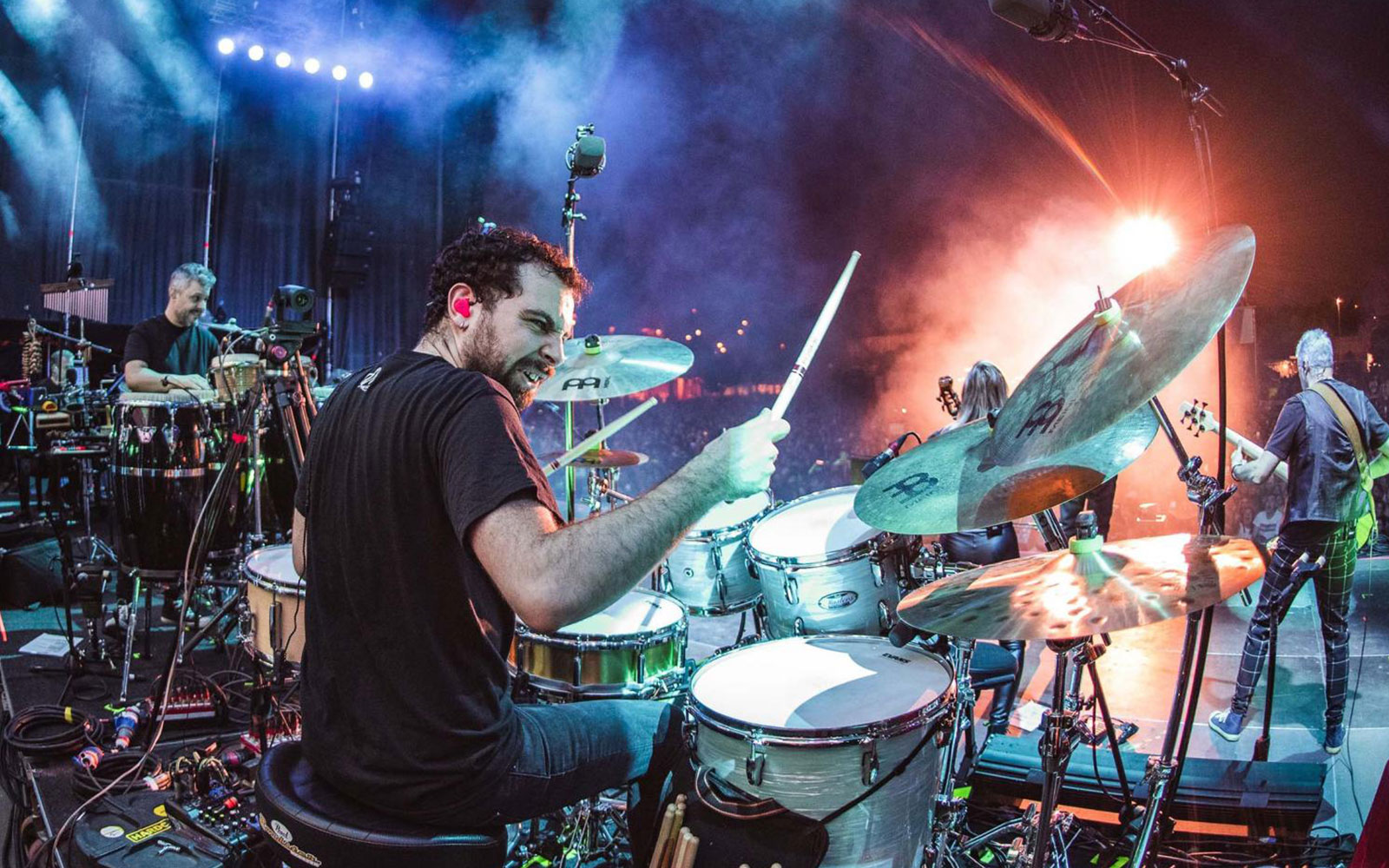 Miguel Lamas performing on drums