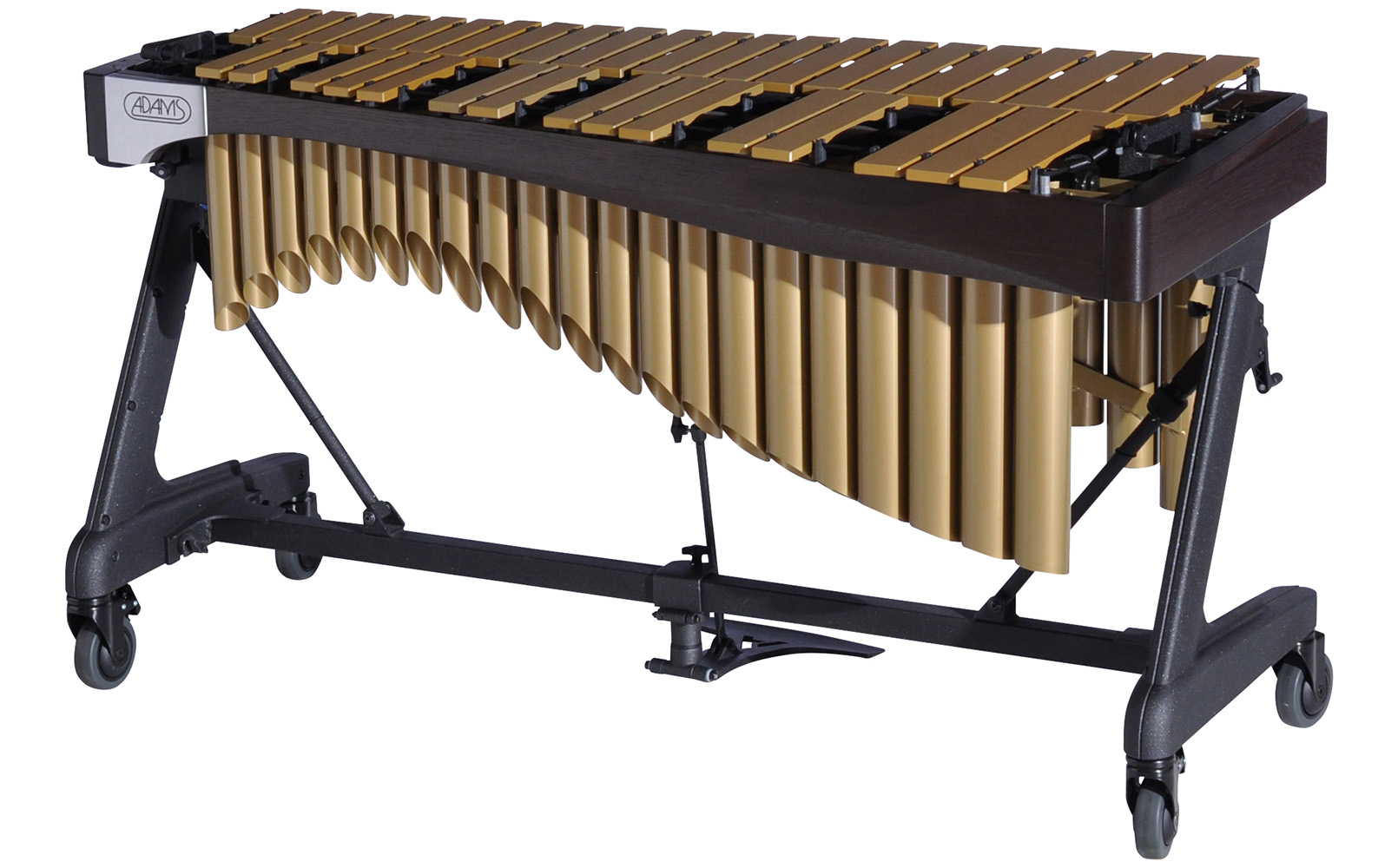 VAWA30G Adams 3.0 Alpha Vibraphone Gold Bars With Motor 9E3 Espresso-Satin Gold_Audience Side