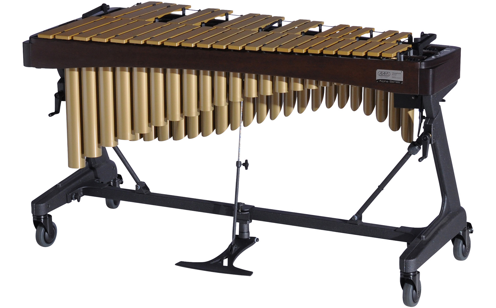VAWA30G Adams 3.0 Alpha Vibraphone Gold Bars With Motor 9E3 Espresso-Satin Gold_Player Side