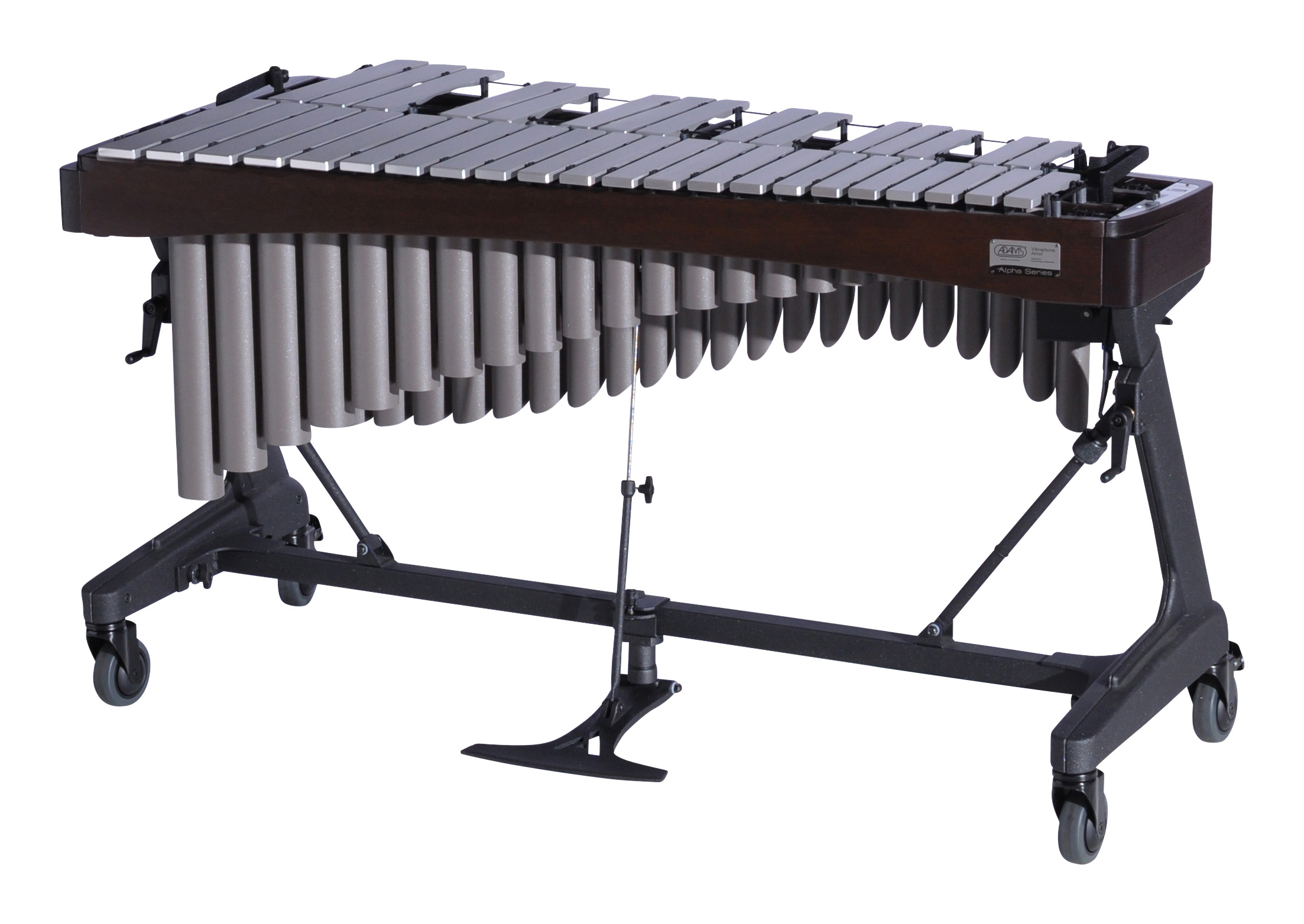 VAWA30G Adams 3.0 Alpha Vibraphone Silver Bars With Motor 9E2 Espresso-Desert_Player Side