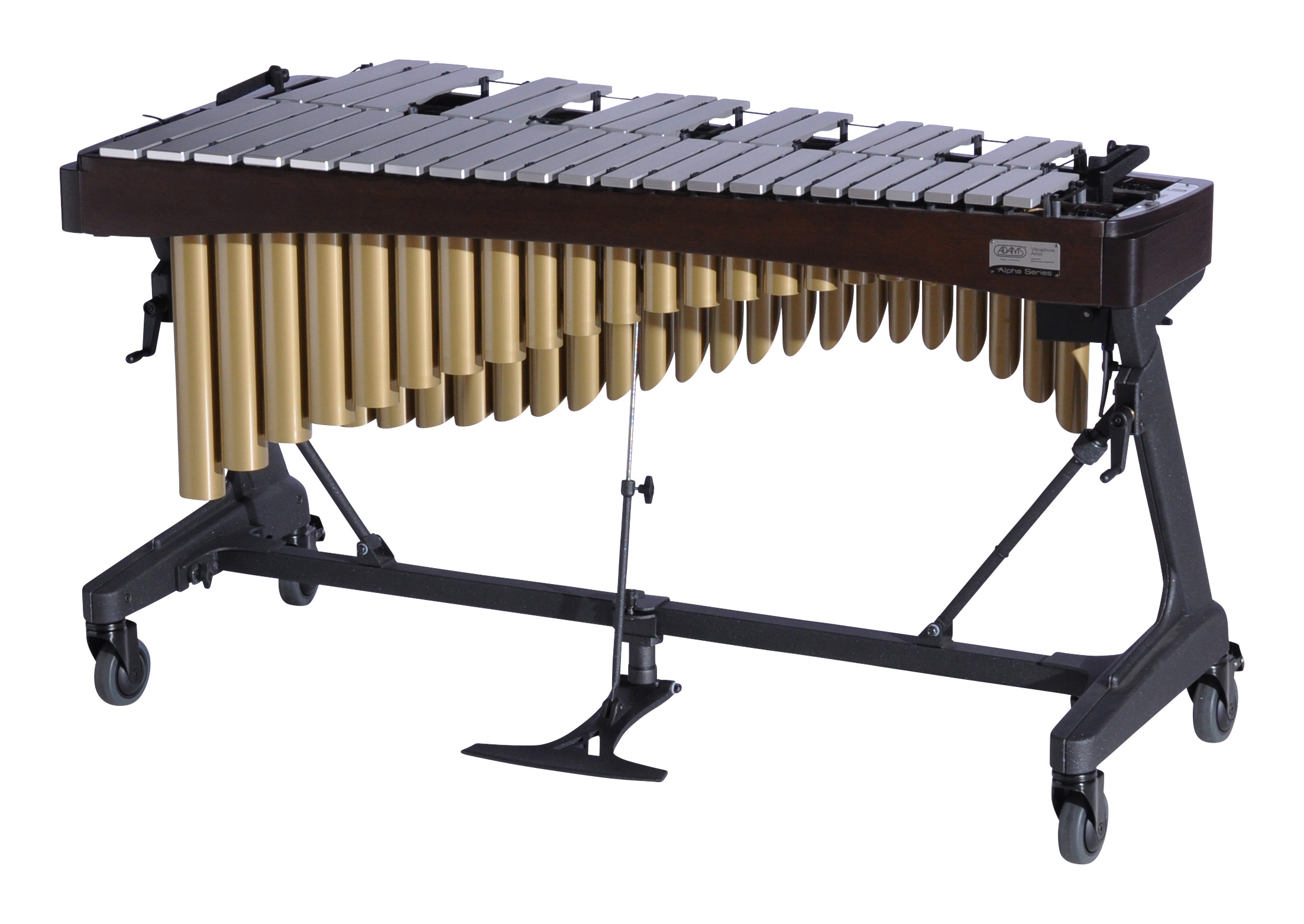 VAWA30G Adams 3.0 Alpha Vibraphone Silver Bars With Motor 9E3 Espresso-Satin Gold_Player Side