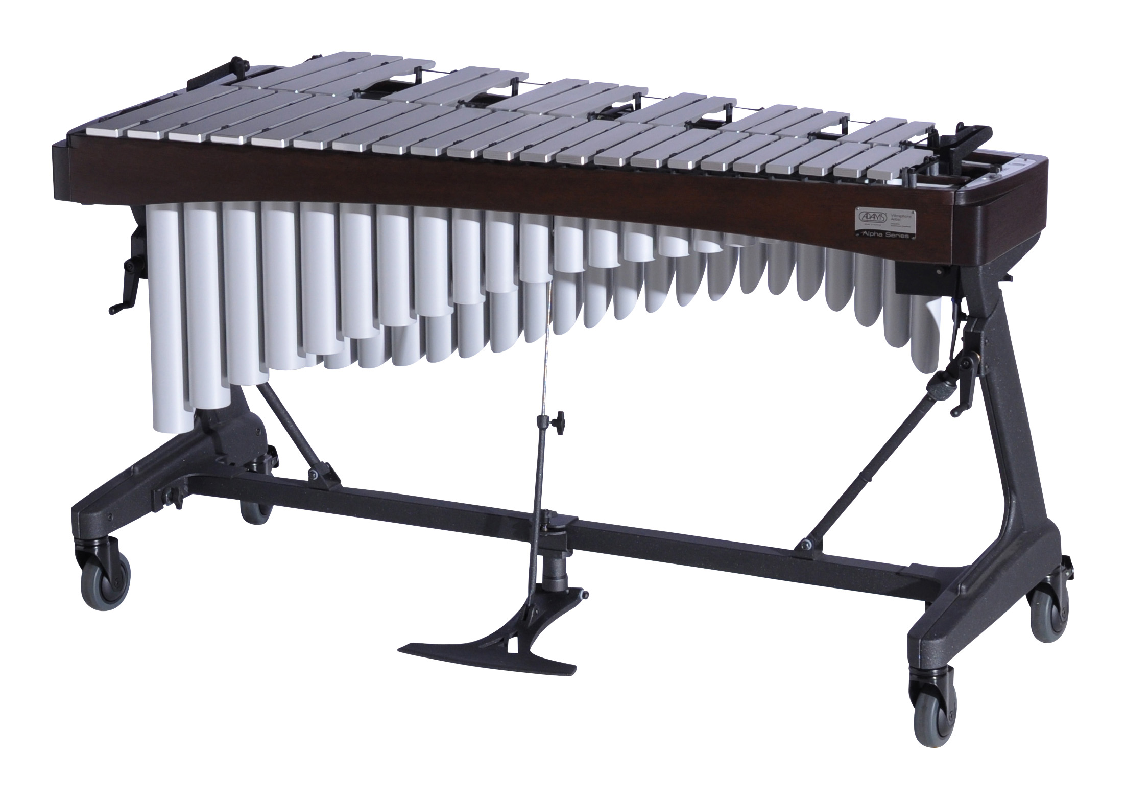 VAWA30G Adams 3.0 Alpha Vibraphone Silver Bars With Motor 9E5 Espresso-Titanium Silver_Player Side