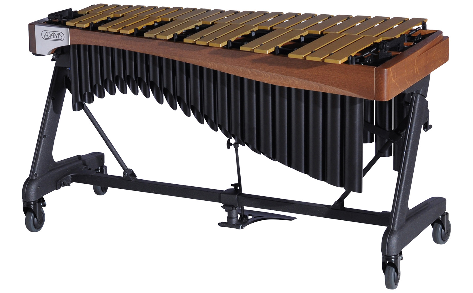 VAWA30G Adams 3.0 Alpha Vibraphone Gold Bars With Motor 9T1 Walnut-Midnight Black_Audience Side