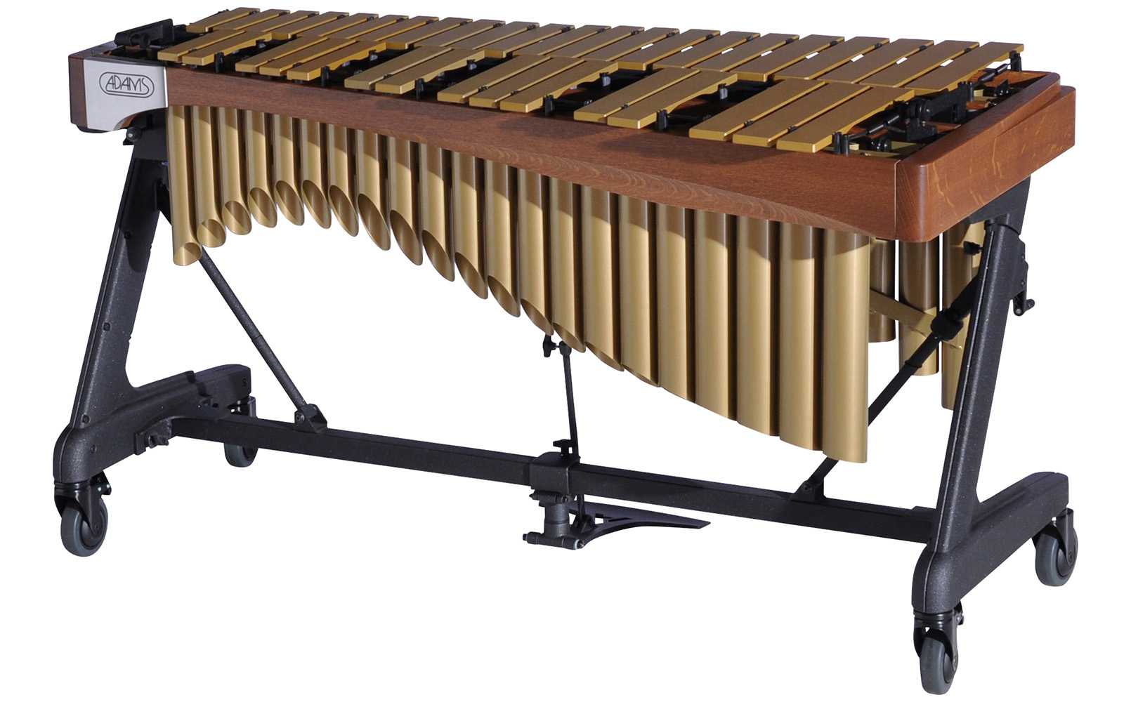 VAWA30G Adams 3.0 Alpha Vibraphone Gold Bars With Motor 9T3 Walnut-Satin Gold_Audience Side