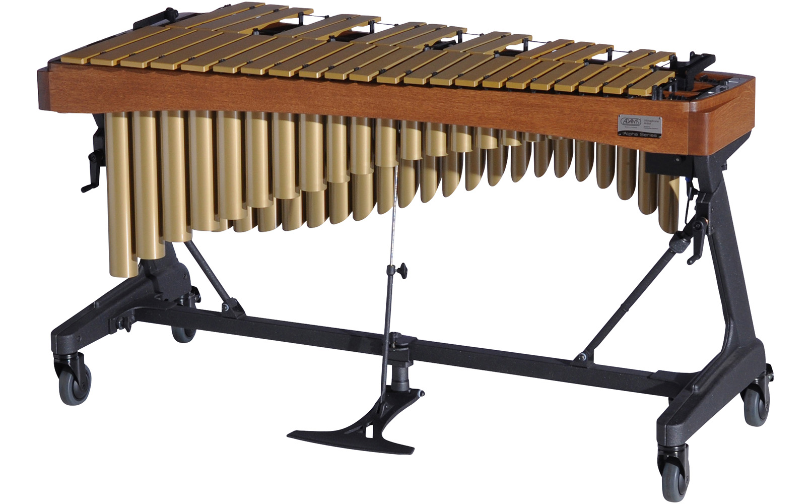VAWA30G Adams 3.0 Alpha Vibraphone Gold Bars With Motor 9T3 Walnut-Satin Gold_Player Side