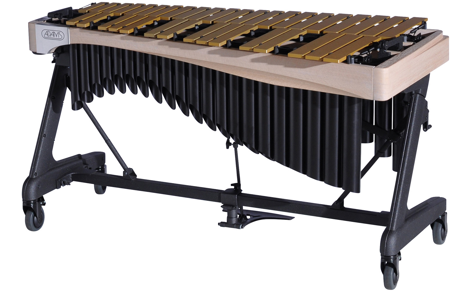 VAWA30G Adams 3.0 Alpha Vibraphone Gold Bars With Motor 9W1 Whitewash-Midnight Black_Audience Side