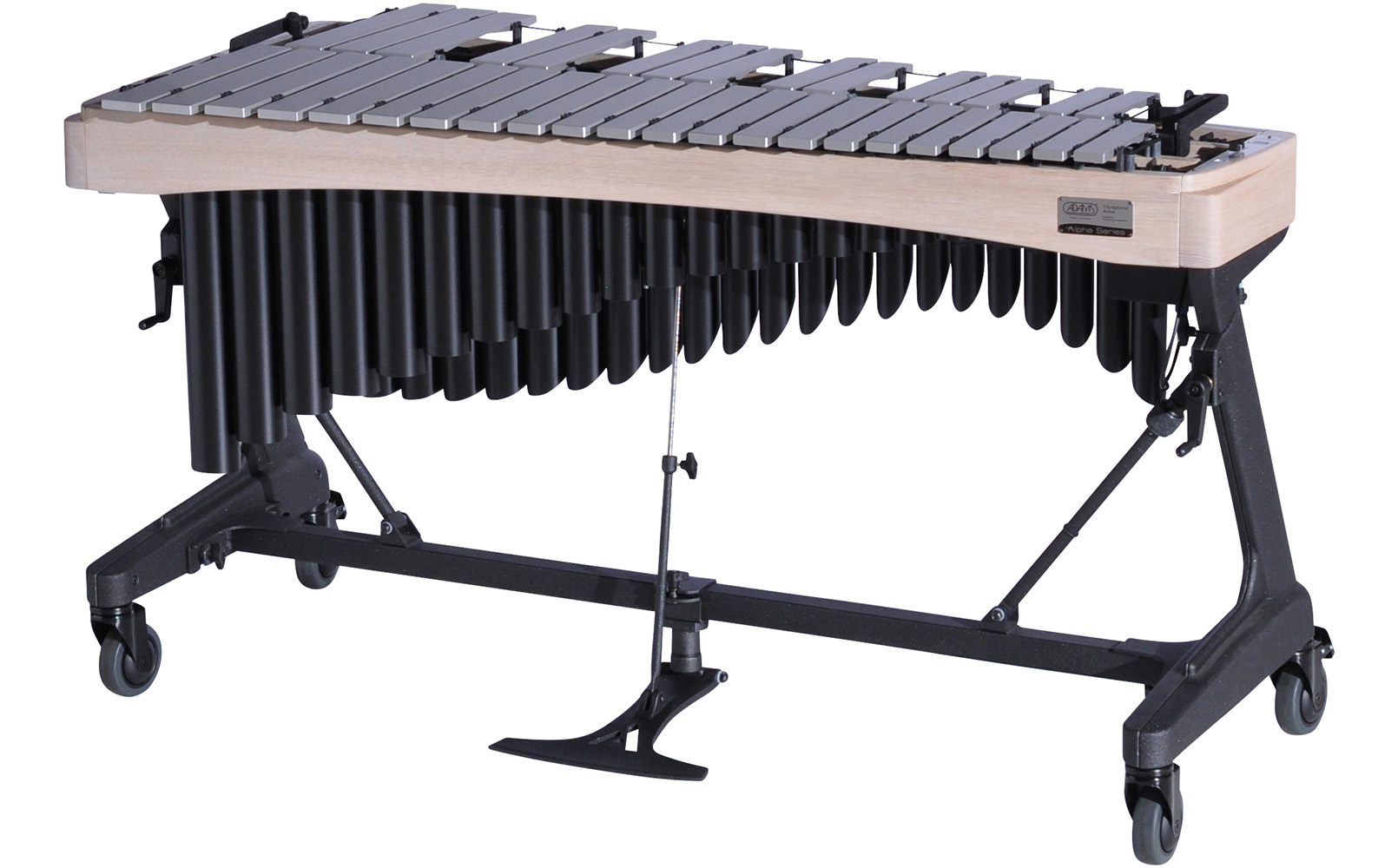 VAWA30S Adams 3.0 Alpha Vibraphone Silver Bars With Motor 9W1 Whitewash-Midnight Black_Player Side