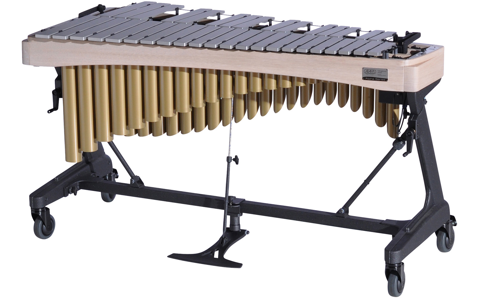 VAWA30S Adams 3.0 Alpha Vibraphone Silver Bars With Motor 9W3 Whitewash-Satin Gold_Player Side
