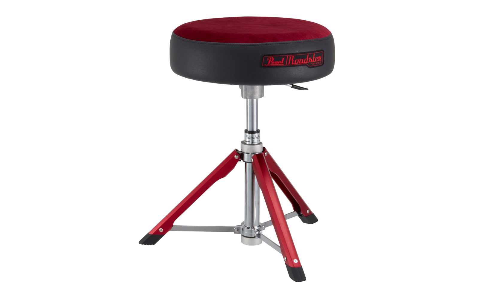 DRUMMER'S THRONE W/RED CLOTH SEAT TOP & RED GAS LIFT BASE