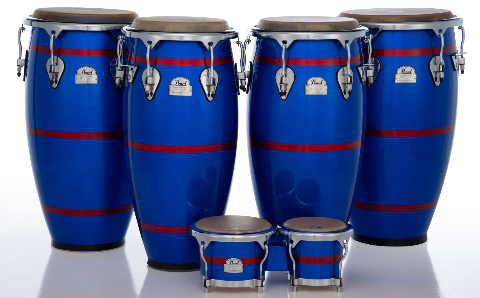 Jesus Diaz Signature Congas & Bongos 581 Deep Blue and Coral Red Stripes