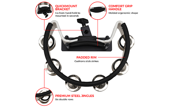 Quickmount Tambourine with Steel Jingles