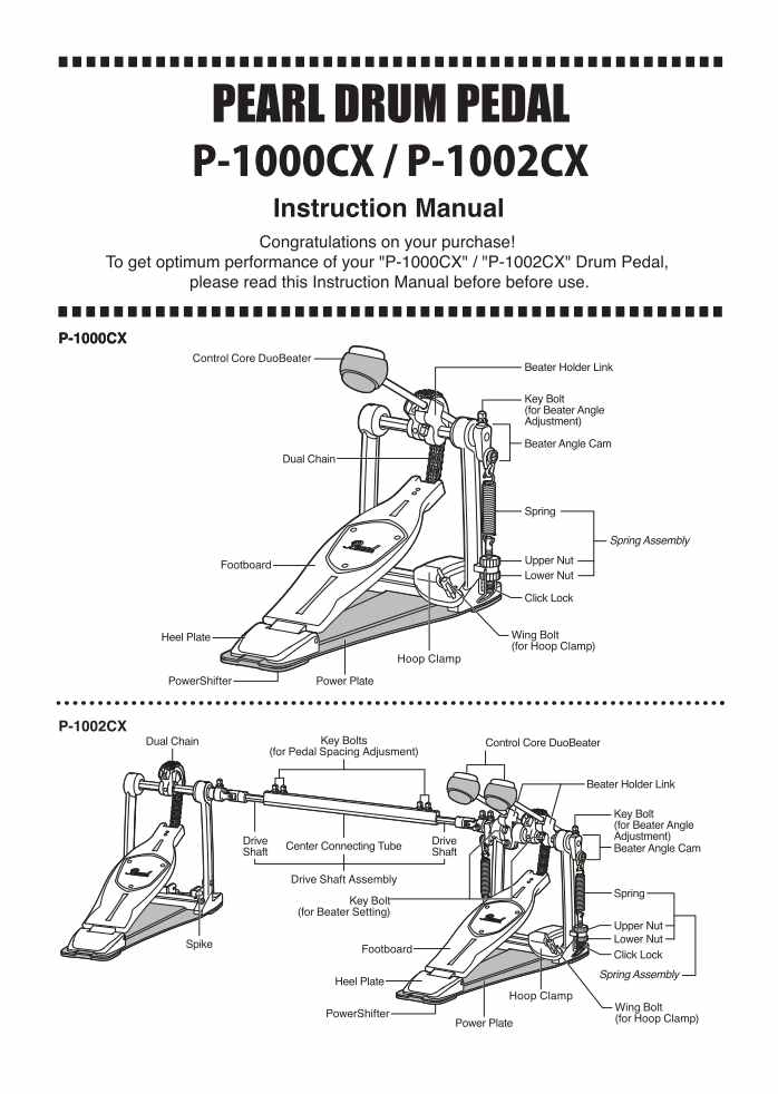 P-1000CX,1002CX Drum Pedal Instruction Manual