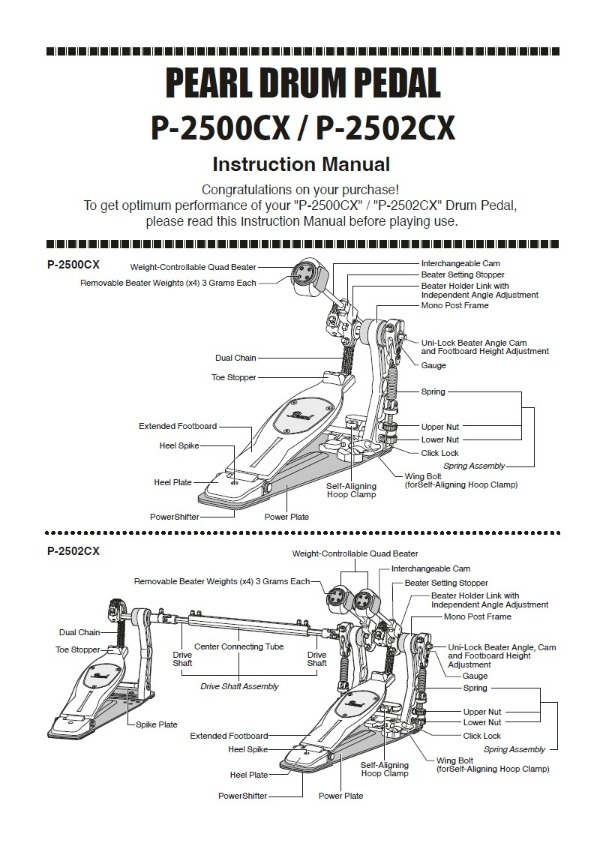 P2500CX P2502CX drumpedal manual