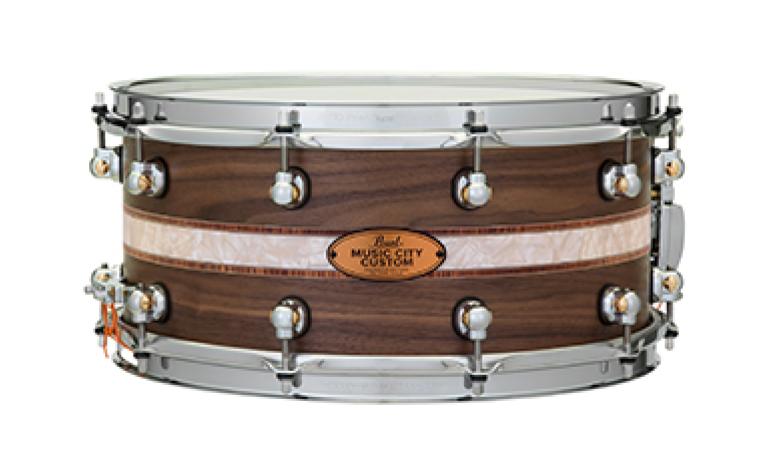 MCCW1465SC 14x6.5 Music City Custom Solid Walnut Shell Snare 1002 Kingwood Royal Inlay